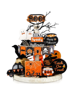 Halloween wooden ornaments layered tray decoration