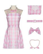 Live Action Movie Barbie Cos Costume Belted Model Barbie Dresses Halloween Performance Dresses Cosplay Costumes