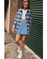 Green Check Shirt Long Sleeve Collar Check