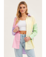 Multi Long Sleeve Collared Button Up Shirt