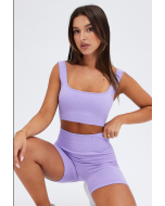 Seamless Purple Crop Tank Top for Active Exercising