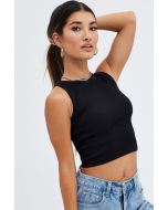Seamless Black Crew Neck Tank Top for Ultimate Comfort
