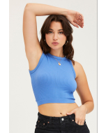 Seamless Crew Neck Blue Tank Top for Effortless Style