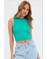 Seamless Crew Neck Green Tank Top in Gorgeous Green