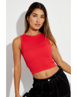 Seamless Crew Neck Red Tank Top in Compact Design