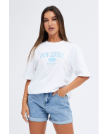 Oversized New Jersey Crew Neck White Short Sleeve T-Shirt