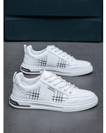 Skate Shoes for Men with Plaid Pattern and Letter Detail