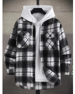 Plaid Coat for Men with Flap Pockets (No Hood)
