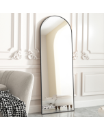 Full Length Mirror 65"x22" Sleek Arched-Top Floor Mirror Bedroom Dressing Mirror Arched Wall Mirror Standing Leaning Hanging (Black)