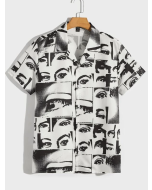 Graphic Lapel Neck Shirt for Men with Figure Design