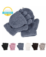 Warm Knitted Flip Fingerless Wool Gloves for Men and Women
