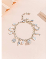 Sparkling Charm Bracelet with Moon and Star Rhinestones