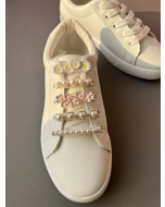 5pcs Heart & Flower Design Shoe Decoration, White And Pink Zinc Alloy Fashionable Accessories For Clogs And Slides