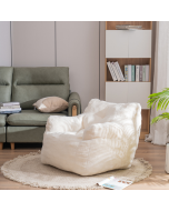 Soft Tufted Foam Bean Bag Chair With Teddy Fabric Ivory White