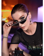 Rhinestone Decor Cat Eye Fashion Glasses