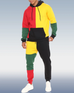Colorblock Print Hoodie Set for Men
