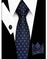 4pcs/set Fashion Polka Dot Decor Tie Cufflink & Square Scarf For Men For Daily Decoration