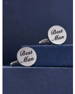 1pair Fashionable Stainless Steel Slogan Detail Round Cufflinks For Men For Gift
