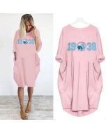 Simple Casual Loose Pocket Long Sleeve Dress