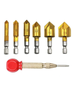 Hex Shank 5-blade Chamfer Countersunk Drill Bits Chamfering Knife Countersink Wood Plastics PVC Woodworking Hole Saw Kit Tool