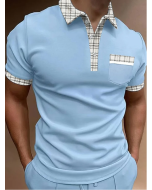 Printed Lapel Pullover Casual Polo Shirt