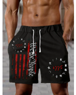 Men's Independence Day We The People America Flag Print Casual Shorts