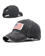 Distressed Denim Independence Day Flag Print Ponytail Ripped Cap