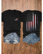 Women's Vintage Flag Print Casual T-Shirt