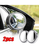 2 Pcs Car Round Frame Convex Blind Spot Mirror Wide-angle 360 Degree Adjustable Clear Rearview Auxiliary Mirror Driving Safety