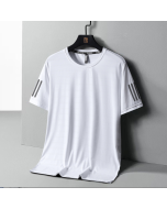 Ice short-sleeved t-shirt men loose quick-drying clothes summer youth thin section sports body shirts fattened large yards men's half-sleeve