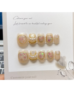 370 New Netflix with the same paragraph baroque girls pearl pure handmade wearable nail patch removable false nails