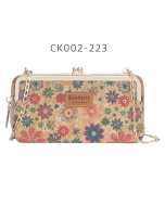 baellerry cork material new less ladies multifunctional long cell phone bag fashion crossbody bag print wallet