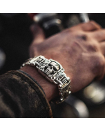 Armed Forces Destiny Struggle Skull Interlock Silver Bracelet