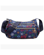 Women Nylon Lightweight Multi-color Print Crossbody Bag Large Capacity Messenger Bag