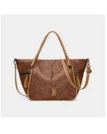 Faux Leather Retro Waterproof Large Capacity Tote Handbag Crossbody Bag