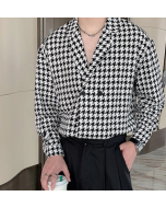 Casual Double-breasted Plaid Lapel Shirt