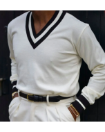 Retro Gentleman Simple Contrast V-neck Sweater