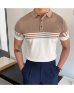 Gentlemen knit color block polo shirt