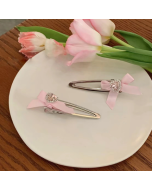 Simple pink love bow hairpin love rhinestone small clip girl hair accessories hairpin bangs clip bb chuck