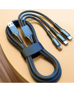 New design nylon 5a 66w usb to type-c usb-c micro 3 in 1 charging cables