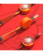 Joy Rabbit 3-in-1 data cable 66W super fast charge one drag three retractable charging cable