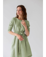 Explosive wash cotton dress fashion with high sense with belt long sleeve skirt casual skirt women