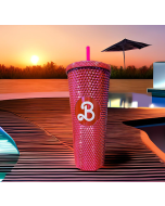 LKX New Pink Barbie Mug with Straw Barbie Movie Peripheral Carry-On Cups