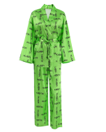 2023 Europe and the United States new printing simulation silk leisure breathable loose comfortable pajamas women's home wear can be worn outside