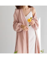 2023 spring new Europe and the United States and the United States pajamas double-layer wrinkled yarn comfortable skin-friendly bathrobe leisure long section robe home wear female