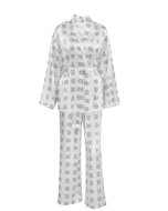 Summer new Europe and the United States simulation silk pajamas cardigan robe pants suit loose animal print home wear ladies