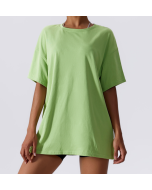 Summer loose tops breathable fitness clothing women breathable yoga clothing hoodie outside running sports short-sleeved