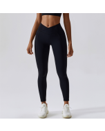 Naked Yoga Pants Hip Lift Pocket Quick Dry Fitness Pants Cross Waist Tight Running Sweatpants