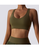 Sexy Nude Back Yoga Clothing Bra Gathering Shockproof Sports Underwear Running Fitness Tank Top