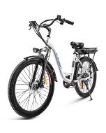KAISDA K6C Electric City Bike 26 inch Tire 350W Motor 32km/h Speed 36V 12.5Ah Battery for 100km Range Shimano 7-speed E-bike 120kg Max Load Waterproof IP54 LED Light - White
